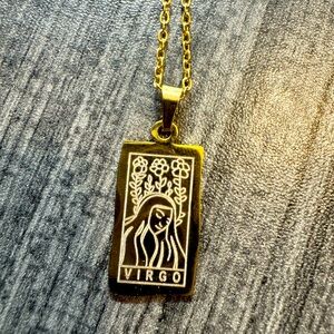 Virgo Stainless Steel Constellation Square Necklace for Women, Virgo Jewelry